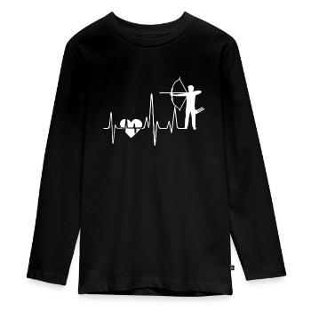 Bogenschießen Bogenschießen Herzschlag - Teenager Premium Bio Langarmshirt - Schwarz - Vorne - AI Model Kid Female (0cm)