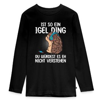 Igel - Teenager Premium Bio Langarmshirt - Schwarz - Vorne - AI Model Kid Female (0cm)