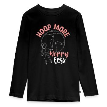 Aerial Hoop for Kids with Aerial Hoop Hand Loop - Teenager Premium Organic Long Sleeve Shirt - black - Front - AI Model Kid Female (0cm)