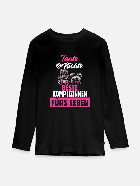 Tante und Nichte - Teenager Premium Bio Langarmshirt - Schwarz