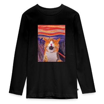 Le chat cri Edvard Expressionnisme Munch - T-shirt manches longues Premium Ado - noir - Devant - AI Model Kid Female (0cm)