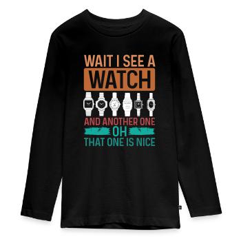 Watch Collecting Retro Wait see a Watch Collector - Teenager Premium Bio Langarmshirt - Schwarz - Vorne - AI Model Kid Female (0cm)