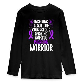 Migraine Awareness Movement Fighter Warrior - Teenager Premium Bio Langarmshirt - Schwarz - Vorne - AI Model Kid Female (0cm)