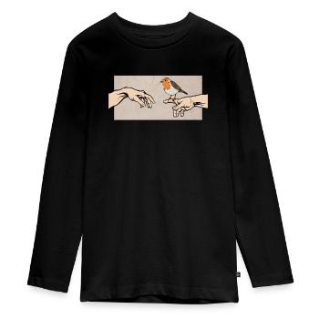 Rotkehlchen Vogel des Jahres Rotkehlchen - Teenager Premium Bio Langarmshirt - Schwarz - Vorne - AI Model Kid Female (0cm)