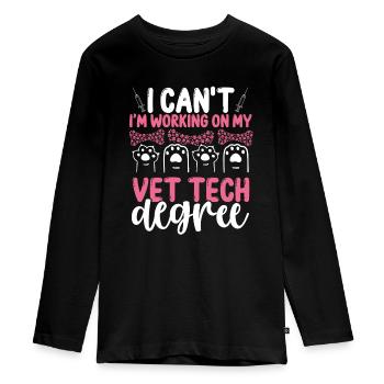 Vet Tech Funny Vet Tech Student Vet Tech School - Teenager Premium Organic Long Sleeve Shirt - black - Front - AI Model Kid Female (0cm)