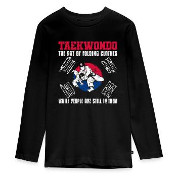 TKD Korean Martial Arts Tae Kwon - Teenager Premium Bio Langarmshirt - Schwarz - Vorne - AI Model Kid Female (0cm)