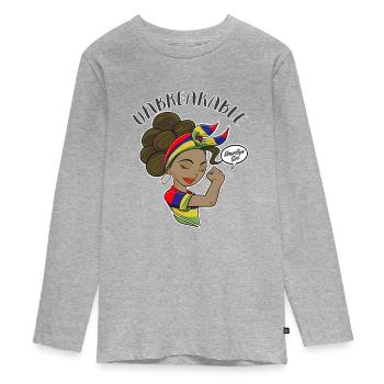 Mauritius Girl Unbreakable Mauritius Heritage - Teenager Premium Organic Long Sleeve Shirt - heather grey - Front