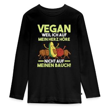 Veganer Vegan - Teenager Premium Bio Langarmshirt - Schwarz - Vorne - AI Model Kid Female (0cm)