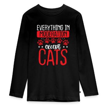 Shelter Animals Rescue Cat Cat Rescuer - Teenager Premium Organic Long Sleeve Shirt - black - Front - AI Model Kid Female (0cm)