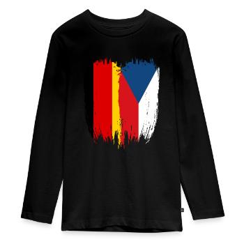 Germany Flag Czech Republic - Teenager Premium Organic Long Sleeve Shirt - black - Front - AI Model Kid Female (0cm)