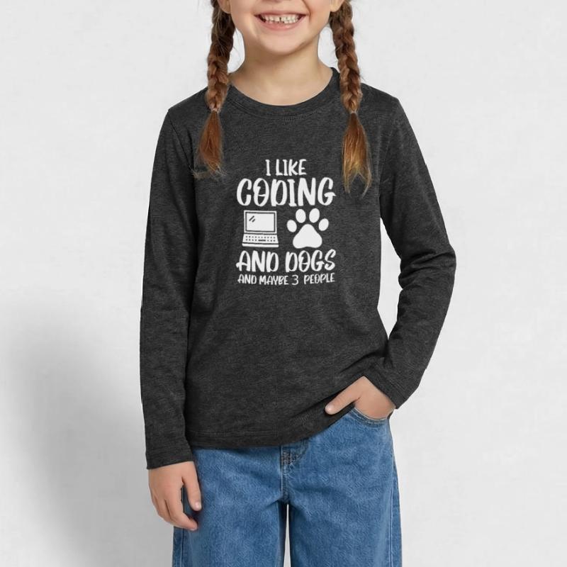 Coding and Dog Programmer Coder Developer Teenager Premium Organic Long Sleeve Shirt