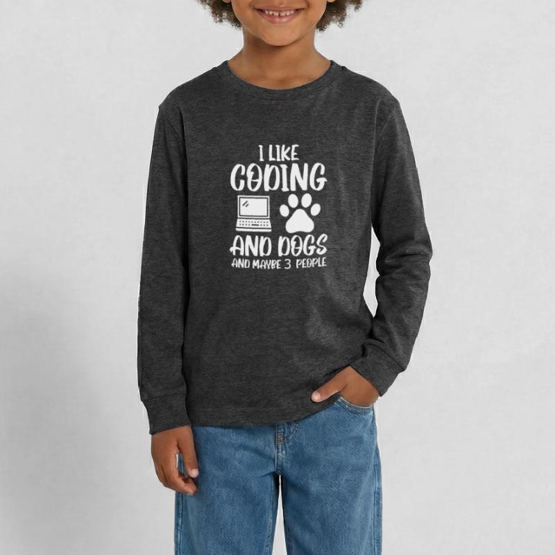 Coding and Dog Programmer Coder Developer Teenager Premium Organic Long Sleeve Shirt