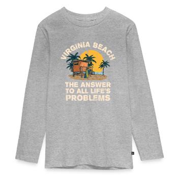 Virginia Beach Answer To All Life's Problems - Teenager Premium Bio Langarmshirt - Grau meliert - Vorne