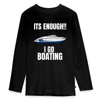 Boat Regatta . Powerboat motor yacht . Yacht Sailing - Teenager Premium Organic Long Sleeve Shirt - black - Front - AI Model Kid Female (0cm)