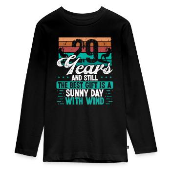 29 Year Old Kitesurfer Kiteboarding 29 Birthday - Teenager Premium Organic Long Sleeve Shirt - black - Front - AI Model Kid Female (0cm)
