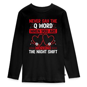 Night Shift Charge Nurse Chaos Charge Nursing - Teenager Premium Organic Long Sleeve Shirt - black - Front - AI Model Kid Female (0cm)