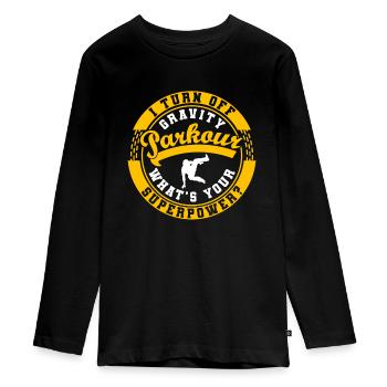 Parkour Freerunning Traceur - Teenager Premium Bio Langarmshirt - Schwarz - Vorne - AI Model Kid Female (0cm)