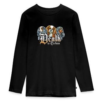 La mort est certaine - bouledogue - T-shirt manches longues Premium Ado - noir - Devant - AI Model Kid Female (0cm)