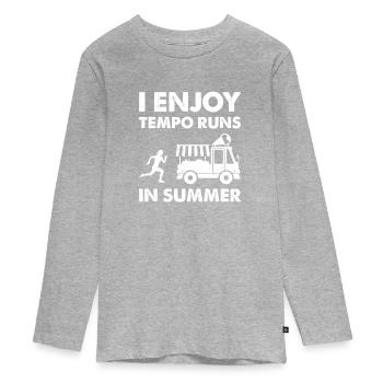 I Enjoy Tempo Runs In The Heat - Marathonläuferin - Teenager Premium Bio Langarmshirt - Grau meliert - Vorne