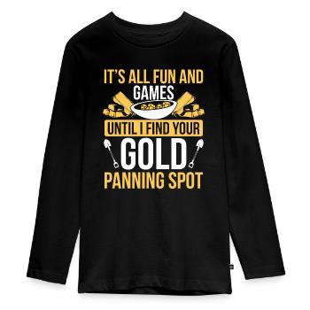 Gold Mining Spot Prospector Miner Digger Gold - Teenager Premium Bio Langarmshirt - Schwarz - Vorne - AI Model Kid Female (0cm)