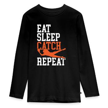 Wide Receiver Pass Catcher Route Runner American - Teenager Premium Organic Long Sleeve Shirt - black - Front - AI Model Kid Female (0cm)
