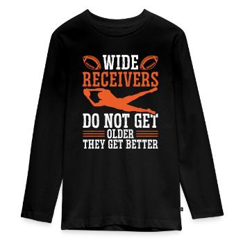 American Football Wide Receiver Training Gloves - Teenager Premium Organic Long Sleeve Shirt - black - Front - AI Model Kid Female (0cm)