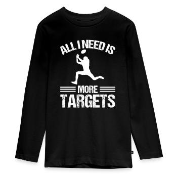 Wide Receiver All I need is more Targets Football - Teenager Premium Organic Long Sleeve Shirt - black - Front - AI Model Kid Female (0cm)