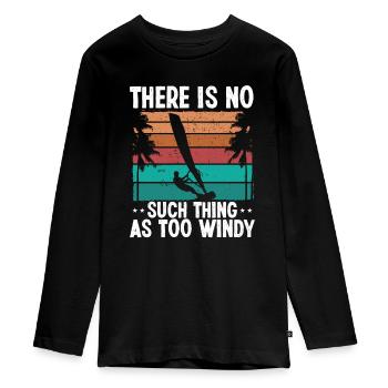 Windsurfer Sail Not too windy Vintage Board - Teenager Premium Organic Long Sleeve Shirt - black - Front - AI Model Kid Female (0cm)