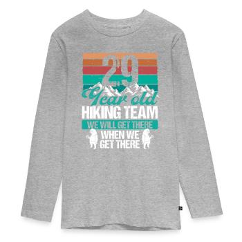 29 Birthday Sloth Hiking Mountains 29 Year Old - Teenager Premium Organic Long Sleeve Shirt - heather grey - Front