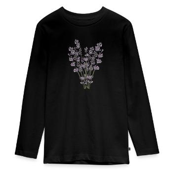 Lavendel I Team Braut Blumenkranz Hochzeit Boho - Teenager Premium Bio Langarmshirt - Schwarz - Vorne - AI Model Kid Female (0cm)
