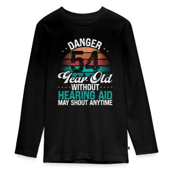 54 Birthday Idea Humor May Shout Funny 54 Year Old - Teenager Premium Bio Langarmshirt - Schwarz - Vorne - AI Model Kid Female (0cm)