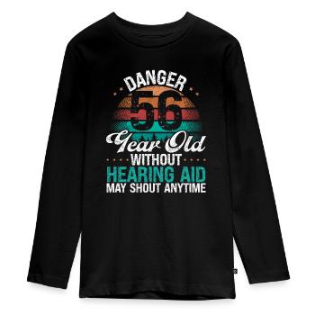 56 Birthday Idea Humor May Shout Funny 56 Year Old - Teenager Premium Bio Langarmshirt - Schwarz - Vorne - AI Model Kid Female (0cm)
