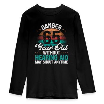 65 Birthday Idea Humor May Shout Funny 65 Year Old - Teenager Premium Bio Langarmshirt - Schwarz - Vorne - AI Model Kid Female (0cm)