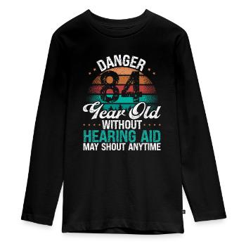 84 Birthday Idea Humor May Shout Funny 84 Year Old - Teenager Premium Bio Langarmshirt - Schwarz - Vorne - AI Model Kid Female (0cm)