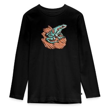 Pfeilgiftfrosch I Kröte Frosch Motiv für Amphibien - Teenager Premium Bio Langarmshirt - Schwarz - Vorne - AI Model Kid Female (0cm)