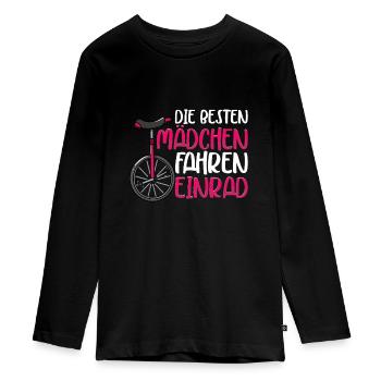 Einrad - Teenager Premium Bio Langarmshirt - Schwarz - Vorne - AI Model Kid Female (0cm)