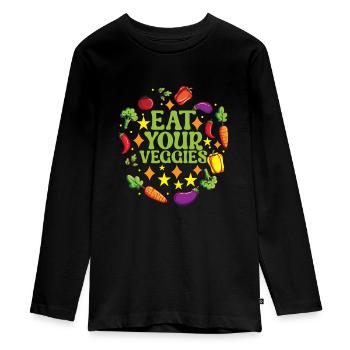 Végétariens végétaliens - T-shirt manches longues Premium Ado - noir - Devant - AI Model Kid Female (0cm)