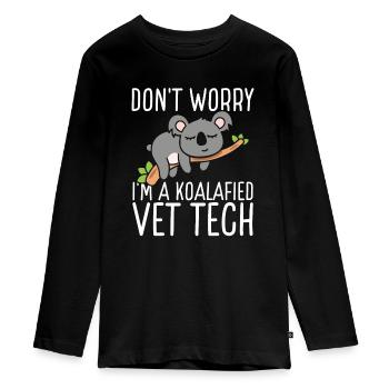 Vet Tech Veterinary Tech Koalafied Vet Tech - T-shirt manches longues Premium Ado - noir - Devant - AI Model Kid Female (0cm)