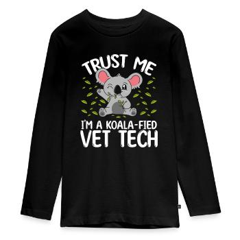 Koalafied Veterinary Tech Koala Vet Tech - Teenager Premium Organic Long Sleeve Shirt - black - Front - AI Model Kid Female (0cm)