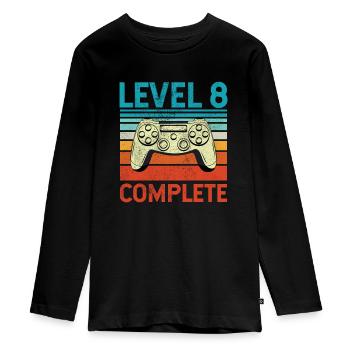 Level 8 Complete - Teenager Premium Bio Langarmshirt - Schwarz - Vorne - AI Model Kid Female (0cm)