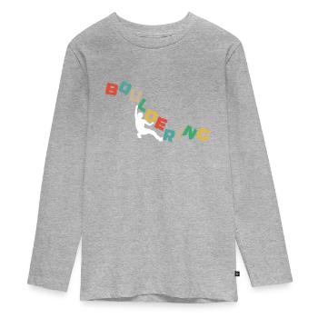 Bouldern, Klettern Freiklettern Kletterhalle - Teenager Premium Bio Langarmshirt - Grau meliert - Vorne