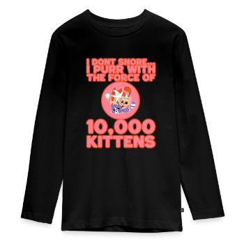 I Purr With The Force Of 10,000 Kittens 3 - Teenager Premium Bio Langarmshirt - Schwarz - Vorne - AI Model Kid Female (0cm)