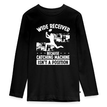 Wide Receiver Pass Catching Machine Football Team - Teenager Premium Organic Long Sleeve Shirt - black - Front - AI Model Kid Female (0cm)
