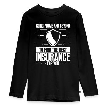 Insurance Agent Find best Insurance for you - Teenager Premium Organic Long Sleeve Shirt - black - Front - AI Model Kid Female (0cm)