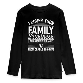 Insurance I cover your Family Business Agent - Teenager Premium Organic Long Sleeve Shirt - black - Front - AI Model Kid Female (0cm)