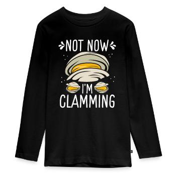 Clam No now Im clamming Rake Clam DiggerClam No no - Teenager Premium Organic Long Sleeve Shirt - black - Front - AI Model Kid Female (0cm)