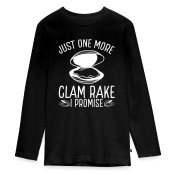 Clam Just one more clamming Rake I promise Digger - Teenager Premium Organic Long Sleeve Shirt - black - Front - AI Model Kid Female (0cm)