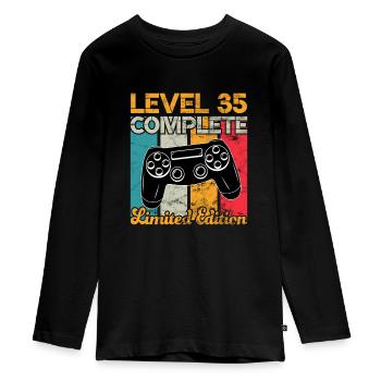 Level 35 complete Gaming Geburtstag - Teenager Premium Bio Langarmshirt - Schwarz - Vorne - AI Model Kid Female (0cm)