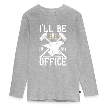 Blacksmith Forging Anvil - Teenager Premium Organic Long Sleeve Shirt - heather grey - Front