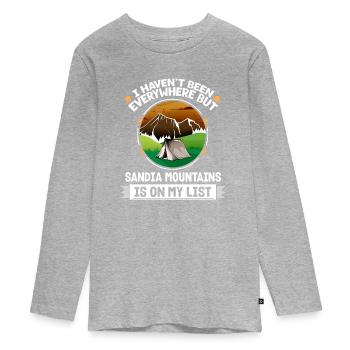 Sandia Mountains Is On My List Hiking Camping - Teenager Premium Bio Langarmshirt - Grau meliert - Vorne